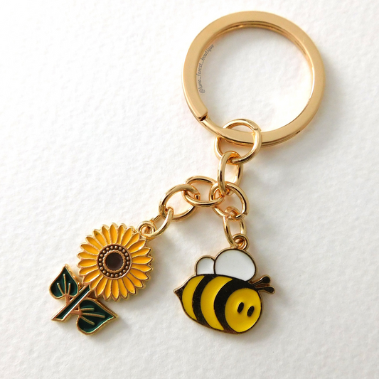 Sunflower & Bee Keychain